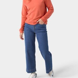 Stio Women's Rivet Wide Leg Jean Medium Denim Blue 10/R New With Tags